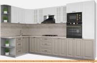 Кухня Интерлиния Мила Деко 1.68x3.4 левая (белый-луна-травертин серый) картинка