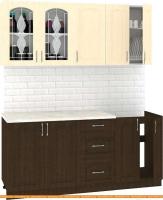 Кухня Кортекс-мебель Корнелия Ретро 1.8м (венге светлый/венге/королевский опал) картинка