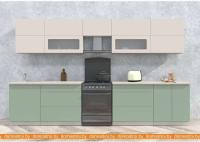Кухня Интерлиния Мила Матте 3.5 Б (слоновая кость/мята/травертин серый) картинка