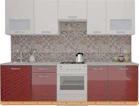 Кухня ВерсоМебель ЭкоЛайт-6 2.9 (белый/темно-красный) картинка