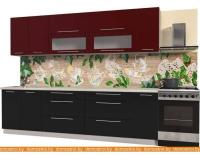 Кухня Интерлиния Мила Пластик 2.8 В (черный глянец-бордо глянец-опал светлый) картинка