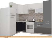 Кухня ВерсоМебель ЭкоЛайт-5 1.2x2.6 левая (белый/черный графит) картинка