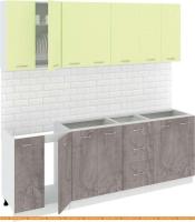 Кухня Кортекс-мебель Корнелия Лира 2.2 без столешницы (салатовый/оникс) картинка