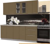 Кухня Интерлиния Мила Пластик 2.1 Б (капучино глянец/опал светлый) картинка