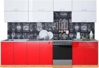 Кухня Интерлиния Мила Gloss 60-30 (белый/красный) картинка