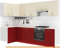 Кухня S-Company Клео глосc 1.2x2.9 левая (бургундский глянец/ваниль глянец) картинка