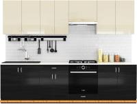 Кухня Сивирин-Компани Клео глосс 2.8 (черный глянец\ваниль глянец) картинка