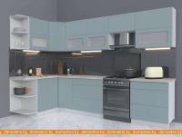 Кухня Интерлиния Мила Матте 1.5x3.1 Б правая (океан-океан-травертин серый) картинка