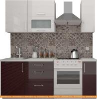 Кухня ВерсоМебель ВерсоЛайн 8-1.4 (белый 001/бургундский 602) картинка