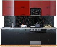 Кухня Интерлиния Мила Gloss 50-25 (бордовый/черный) картинка