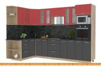 Кухня Интерлиния Мила 1.68x3.0 левая (красный-антрацит-кастилло темный) картинка
