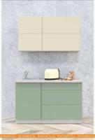 Кухня Интерлиния Мила Матте 1.4 А (слоновая кость/мята/травертин серый) картинка