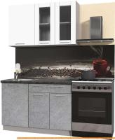 Кухня Интерлиния Мила Пластик 1.3 Б (мрамор/белый глянец/кастилло темный) картинка