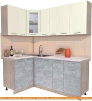 Кухня Интерлиния Мила 12x19 (ваниль-бетон-травертин) картинка