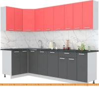 Кухня Интерлиния Мила Лайт 1.2x2.7 (красный-антрацит-кастилло темный) картинка