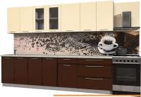 Кухня Интерлиния Мила Пластик 2.9 Б (шоколад глянец/ваниль глянец/опал светлый) картинка