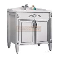 Тумба Belux Империя Н 85 белая с серебряной патиной картинка