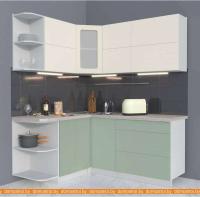 Кухня Интерлиния Мила Матте 1.5x1.8 А левая (слоновая кость/мята/травертин серый) картинка