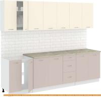 Кухня Кортекс-мебель Корнелия Лира 2.6м (крем/капучино/марсель) картинка