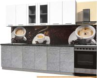 Кухня Интерлиния Мила Пластик 2.4 Б (мрамор/белый глянец/кастилло темный) картинка