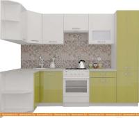 Кухня ВерсоМебель ЭкоЛайт-6 1.3x2.8 левая (белый/оливковый) картинка