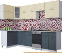 Кухня Интерлиния Мила Gloss 50-12x28 (ваниль/асфальт глянец) картинка