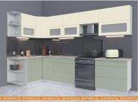 Кухня Интерлиния Мила Матте 1.5x3.2 Б правая (слон кость-мята-травертин серый) картинка