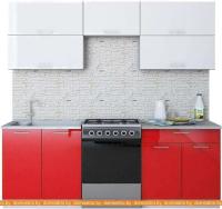 Кухня Интерлиния Мила Gloss 60-22 (белый/красный) картинка