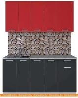 Кухня Интерлиния Мила Лайт 1.6-60 (красный-антрацит-кастилло темный) картинка