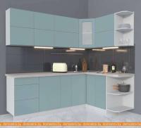 Кухня Интерлиния Мила Матте 1.5x2.3 А правая (океан-океан-травертин серый) картинка