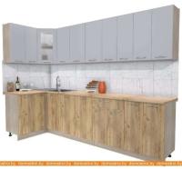 Кухня Интерлиния Мила 12x30 (серебристый-дуб золотой-дуб бунратти) картинка