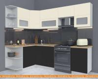 Кухня Интерлиния Мила Матте 1.5x2.5 Б левая (слон кость-пепел-травертин серый) картинка