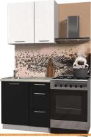 Кухня Интерлиния Мила Пластик 0.9 А (черный глянец/белый глянец/опал светлый) картинка