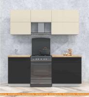 Кухня Интерлиния Мила Матте 2.0 Б (слоновая кость/пепел/травертин серый) картинка