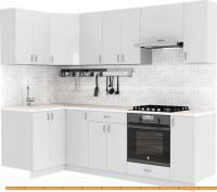 Кухня S-Company Клео глосc 1.2x2.5 левая (белый глянец/белый глянец) картинка