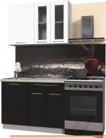 Кухня Интерлиния Мила Пластик 1.1 Б (черный глянец/белый глянец/опал светлый) картинка