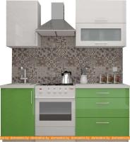 Кухня ВерсоМебель ВерсоЛайн 8-1.3 (белый 001/яблоко 005) картинка