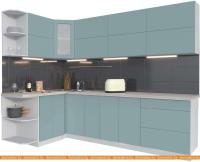 Кухня Интерлиния Мила Матте 1.5x2.7 А левая (океан-океан-травертин серый) картинка