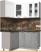 Кухня Интерлиния Мила Пластик 1.2x1.5 (мрамор/белый глянец/кастилло темный) картинка