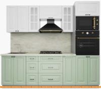 Кухня Интерлиния Мила Деко 2.4 (белый-мята-опал светлый) картинка