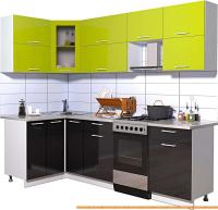 Кухня Интерлиния Мила Gloss 50-12x24 (яблоко/черный глянец) картинка