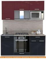 Кухня Интерлиния Мила Gloss 1.7 (бордовый-черный) картинка