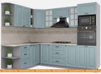 Кухня Интерлиния Мила Деко 1.88x2.6 правая (океан-океан-травертин серый) картинка