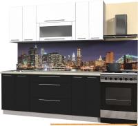 Кухня Интерлиния Мила Пластик 1.2 В (черный глянец/белый глянец/опал светлый) картинка