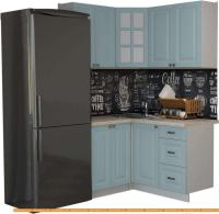 Кухня Интерлиния Мила Деко 1.2x1.4 (океан/травертин серый) картинка