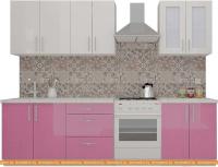 Кухня ВерсоМебель ВерсоЛайн 3-2.1 (белый 001/розовый 011) картинка