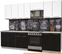 Кухня Интерлиния Мила Пластик 2.7 А (черный глянец/белый глянец/опал светлый) картинка