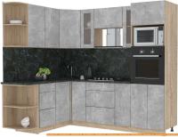 Кухня Интерлиния Мила 1.68x2.4 левая (бетон-кастилло темный) картинка