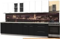 Кухня Интерлиния Пластик 3.1 Б (черный глянец/белый глянец/опал светлый) картинка