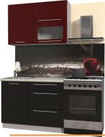 Кухня Интерлиния Мила Пластик 1.9 В (черный глянец/бордо глянец/опал светлый) картинка